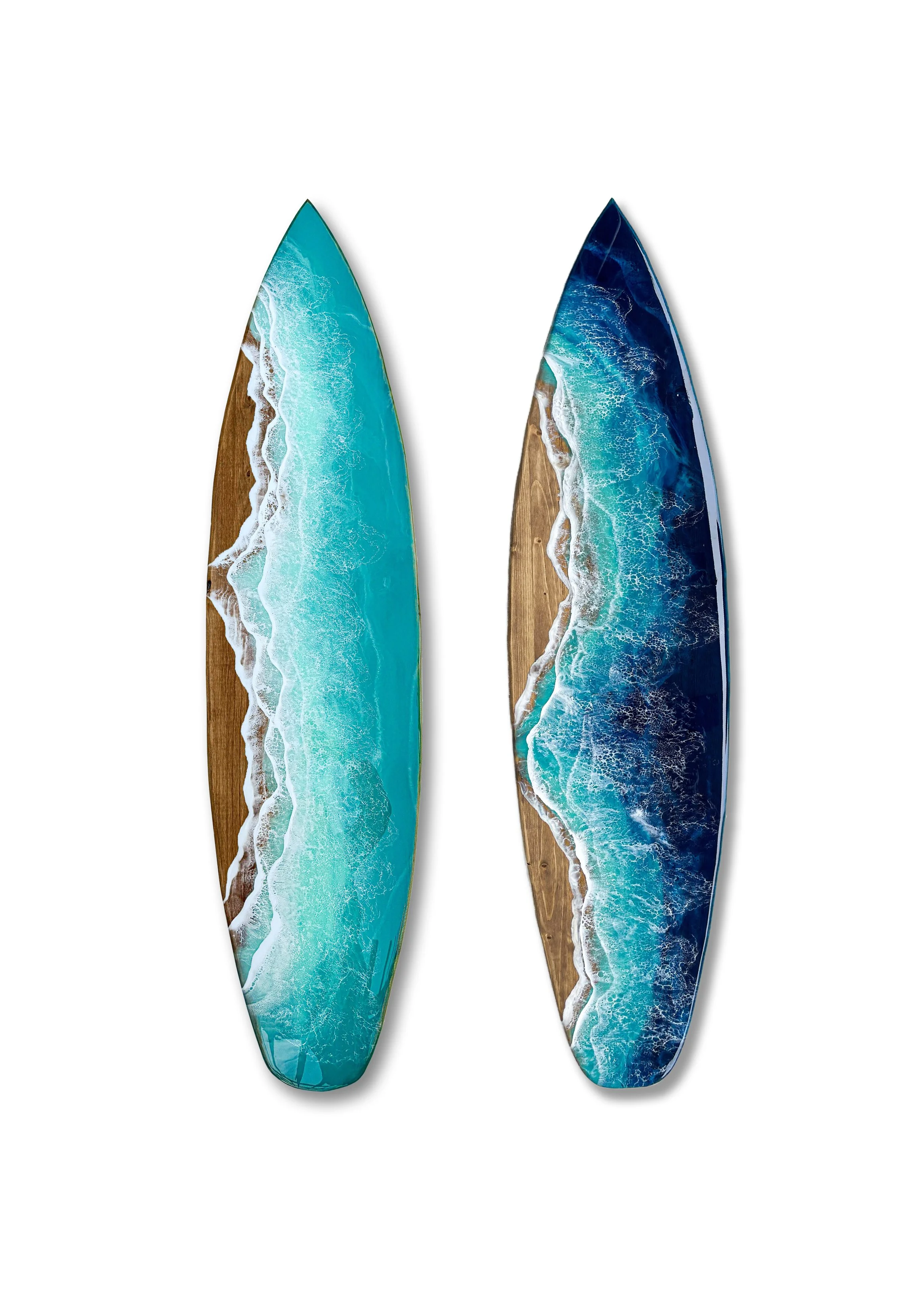 Resin surfboard with waterfall edge and ocean waves — Rusted Indigo